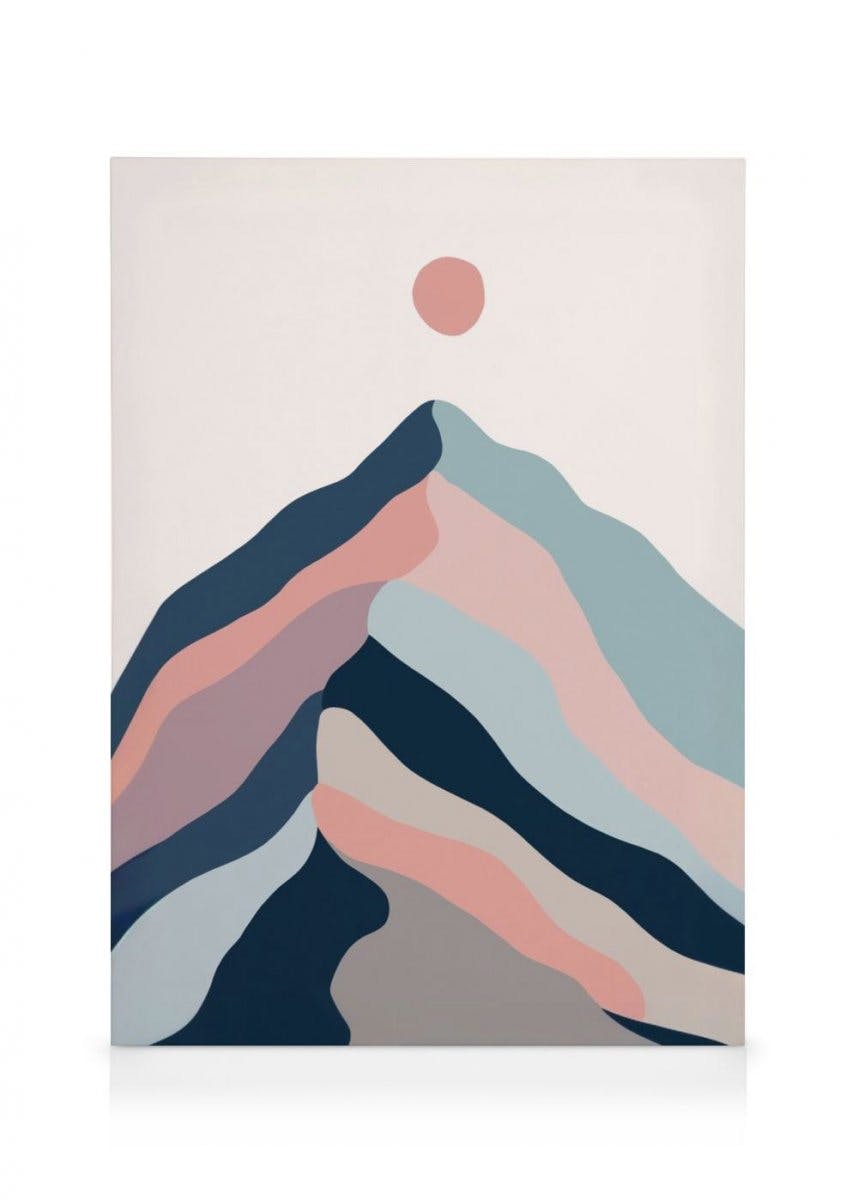 Grafische Berg Canvas (70x100 cm - Fotolijst Eiken) - Poster Store
