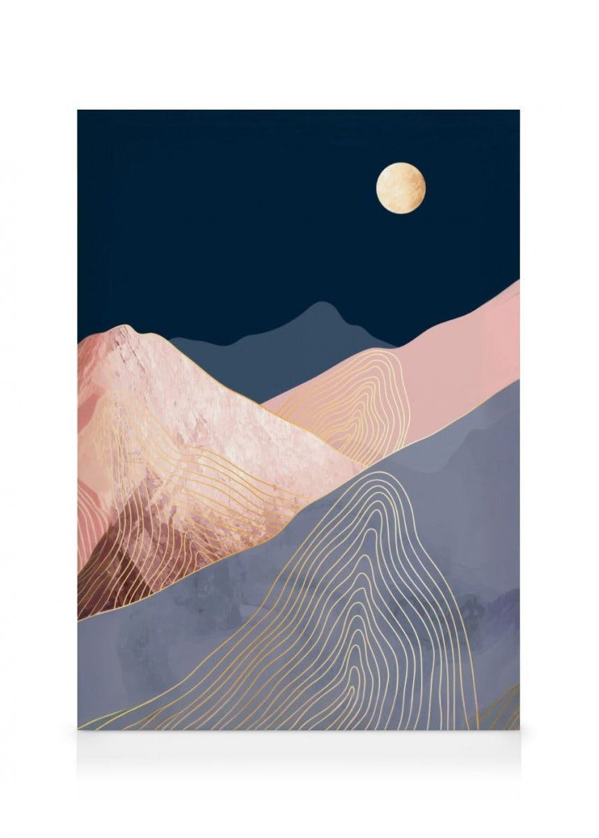 Toile Violet Night (50x70 cm - Cadre noir) - Poster Store