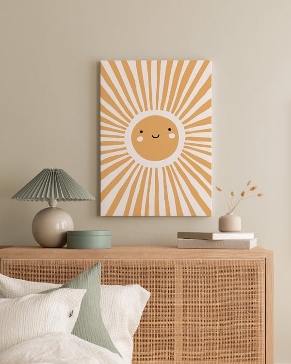 Canvas Prints - Smiling Sun Canvas print (50x70 cm - Oak Frame) - Poster Store