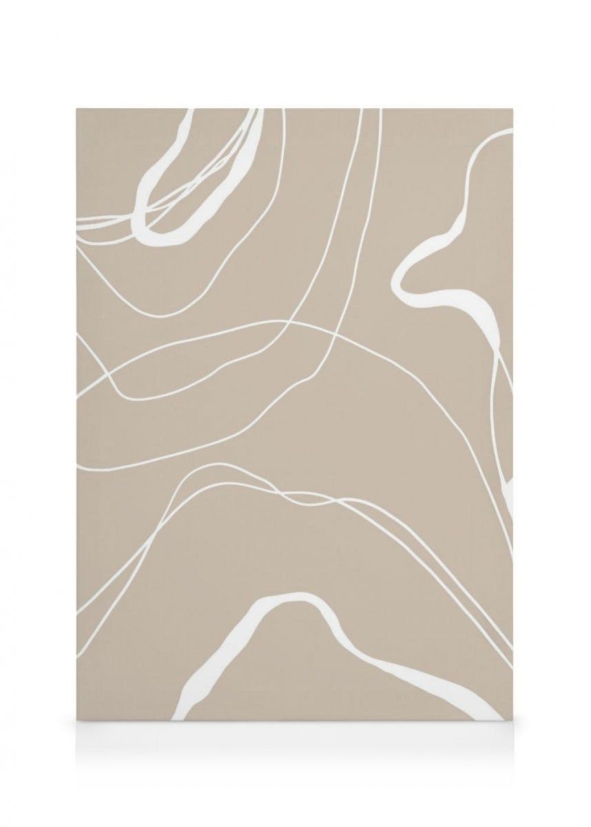Líneas Blancas Lienzo (70x100 cm - Marco de roble) - Poster Store