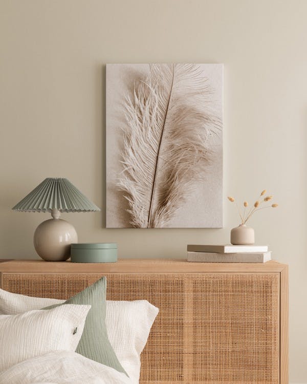 Canvas Prints - Soft Feather Canvas print (50x70 cm - Oak Frame) - Poster Store