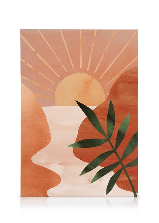 Canvastavlor - Abstrakt Solnedgång Canvastavla (50 x 70 cm - Svart ram) - Poster Store