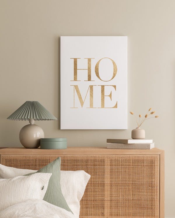 Canvas Prints - Gold Home Canvas print (50x70 cm - Oak Frame) - Poster Store