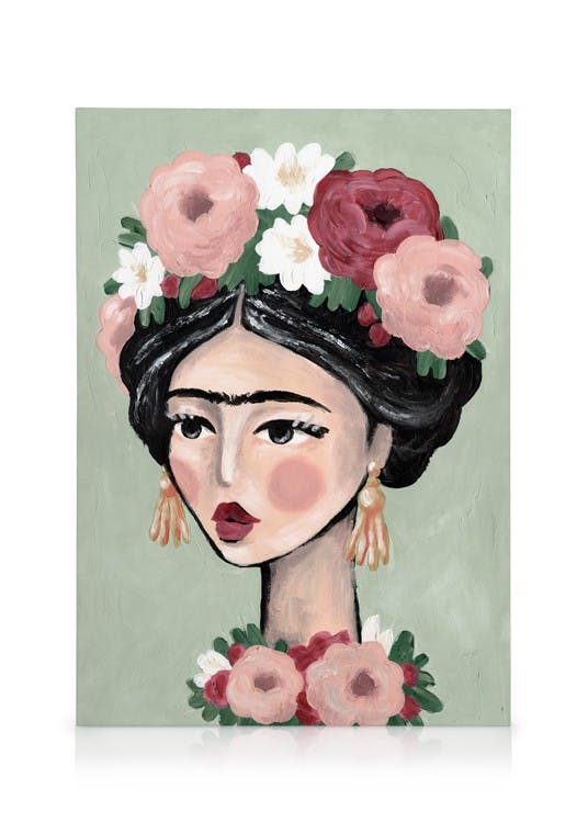 Frida Kahlo Schilderij Canvas (50x70 cm - Fotolijst Zwart) - Poster Store