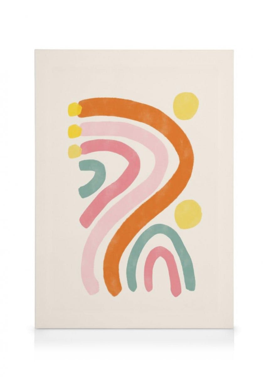 Kleurenspat Abstract Canvas (50x70 cm - Fotolijst Eiken) - Poster Store