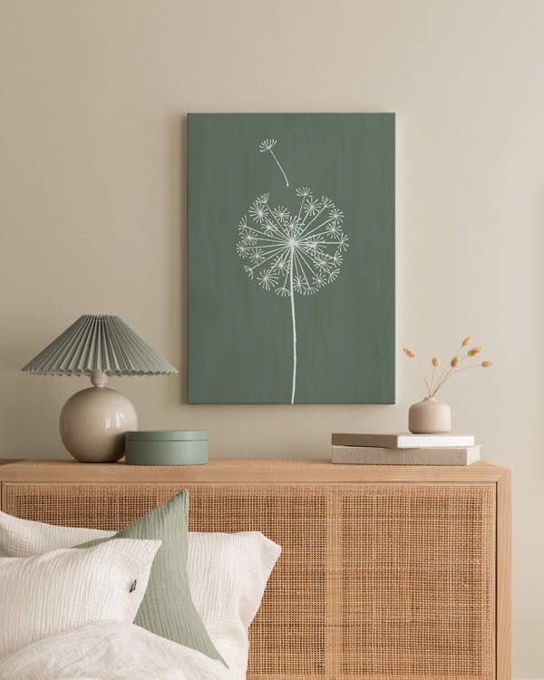Canvas Prints - Green Dandelion Canvas print (30x40 cm - Oak Frame) - Poster Store