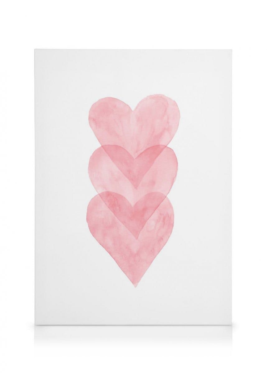 Canvas Prints - Watercolour Hearts Canvas print (30x40 cm) - Poster Store