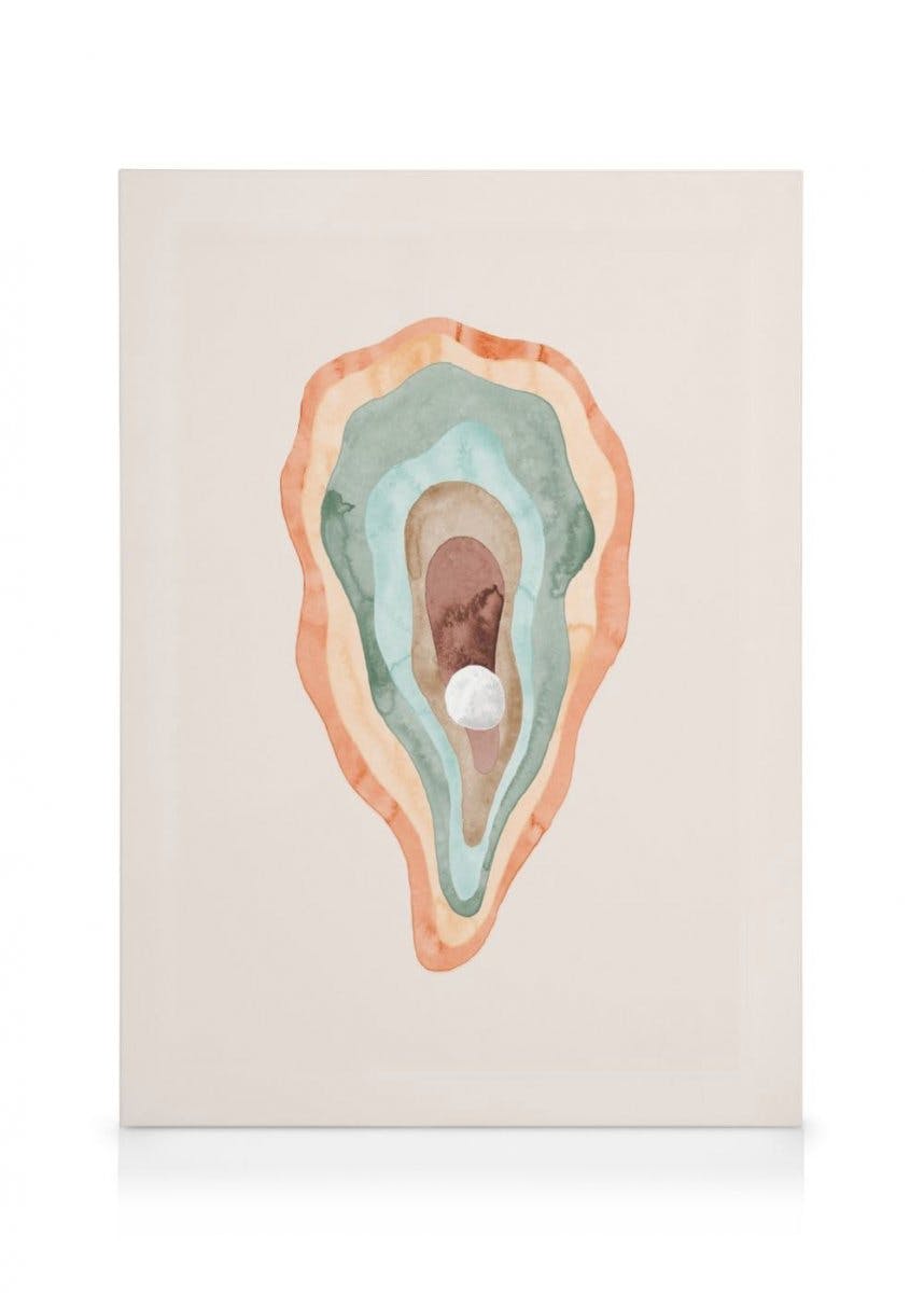 Canvas Prints - Watercolour Oyster Canvas print (70x100 cm - Black Frame) - Poster Store