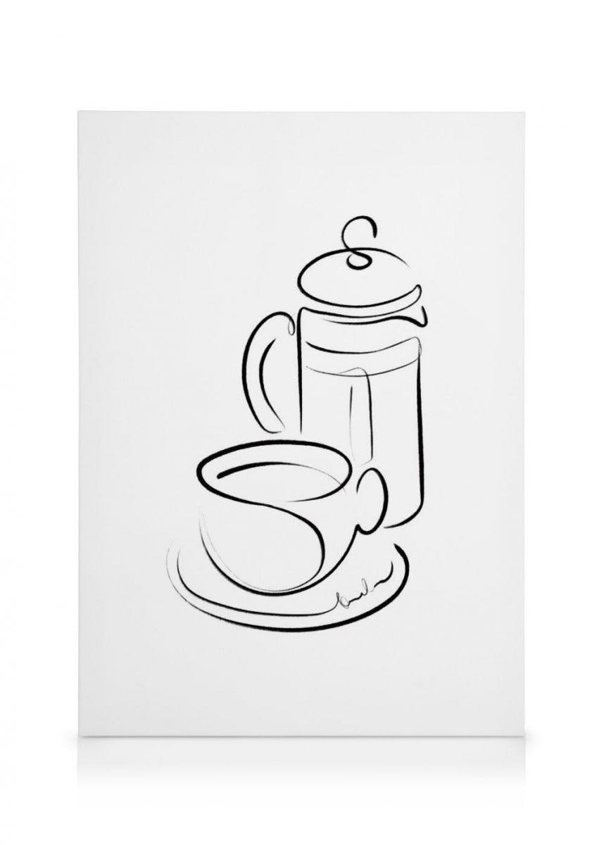 Coffee Line Art Canvas Print (70x100 cm) - Poster Store
