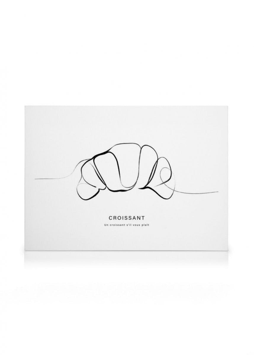 Canvas Prints - Croissant Line Art Canvas print (50x70 cm - Black Frame) - Poster Store