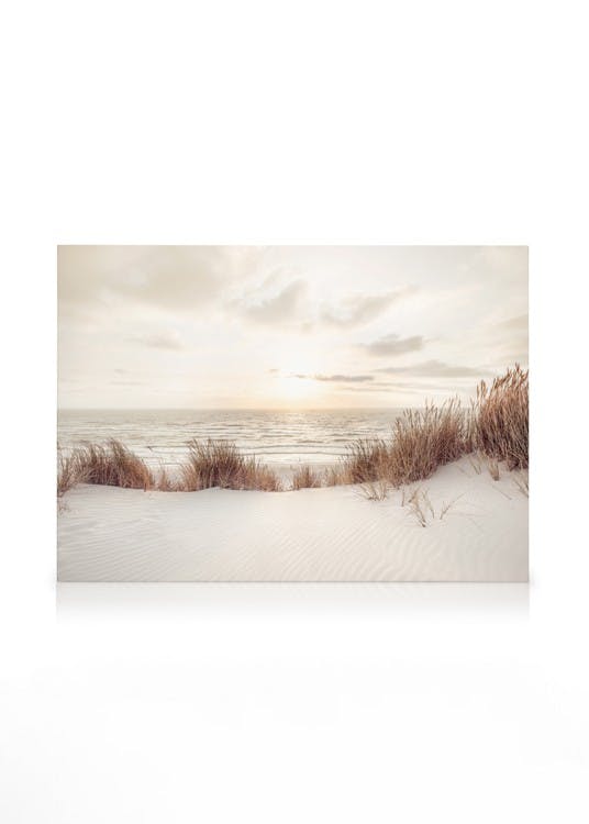 Sunset at Dune Beach Canvas (70x100 cm - Fotolijst Zwart) - Poster Store