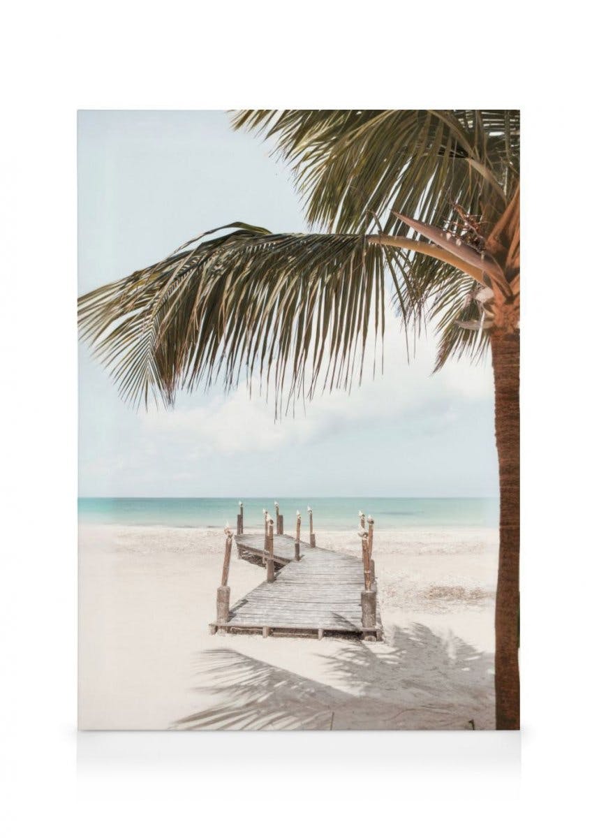 Plażowy pomost Obraz na płótnie (70x100 cm - Czarna ramka) - Poster Store
