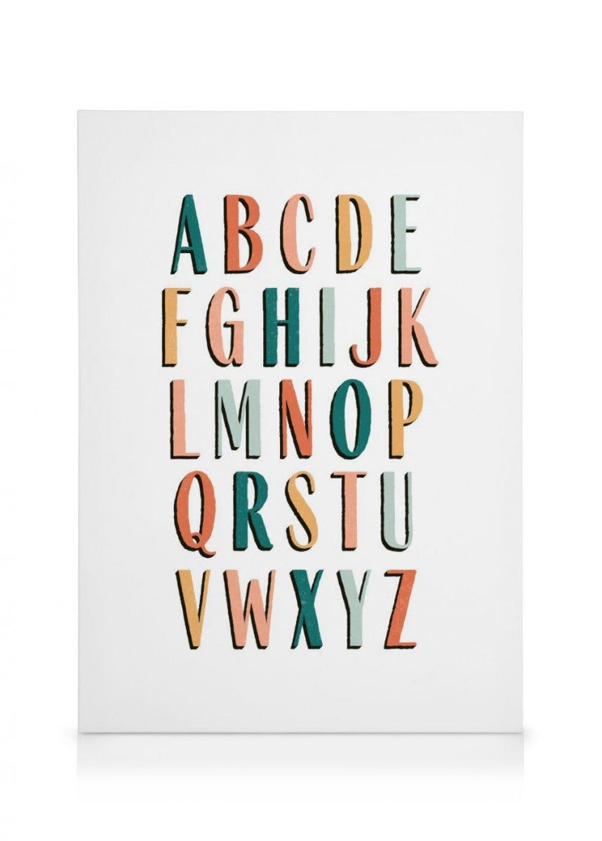 Toile Alphabet Coloré (50x70 cm - Cadre de chêne) - Poster Store