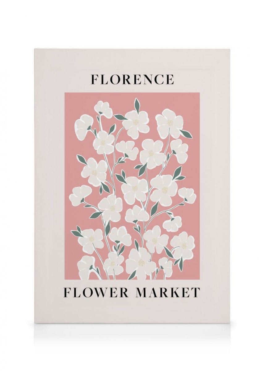 Toile Marché aux Fleurs (50x70 cm - Cadre noir) - Poster Store