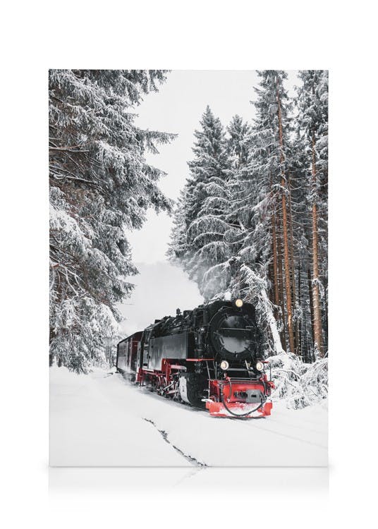 Winter Train Toile (50x70 cm - Cadre de chêne) - Poster Store