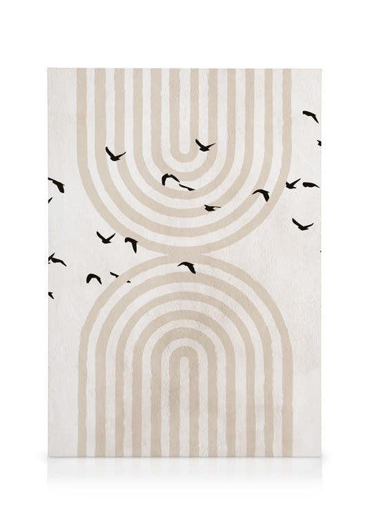 Canvastavlor - Fåglar och Grafiska Bågar Canvastavla (70 x 100 cm - Ekram) - Poster Store
