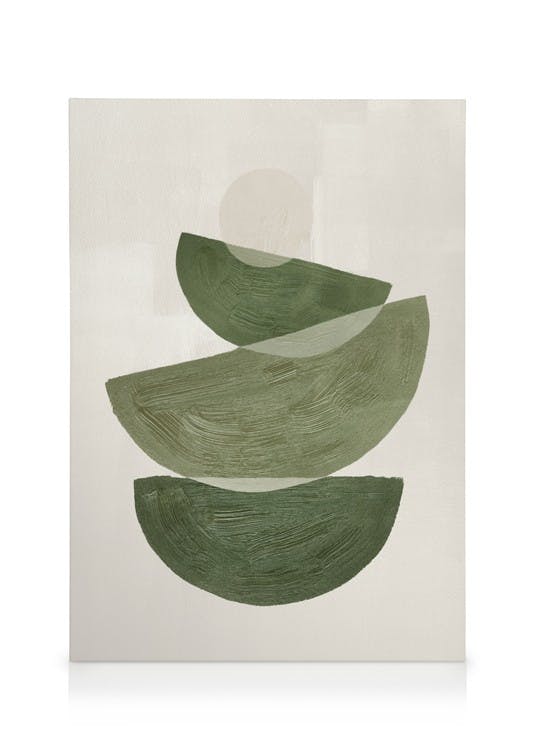 Green Graphic Shapes No2 Canvas (70x100 cm - Fotolijst Zwart) - Poster Store