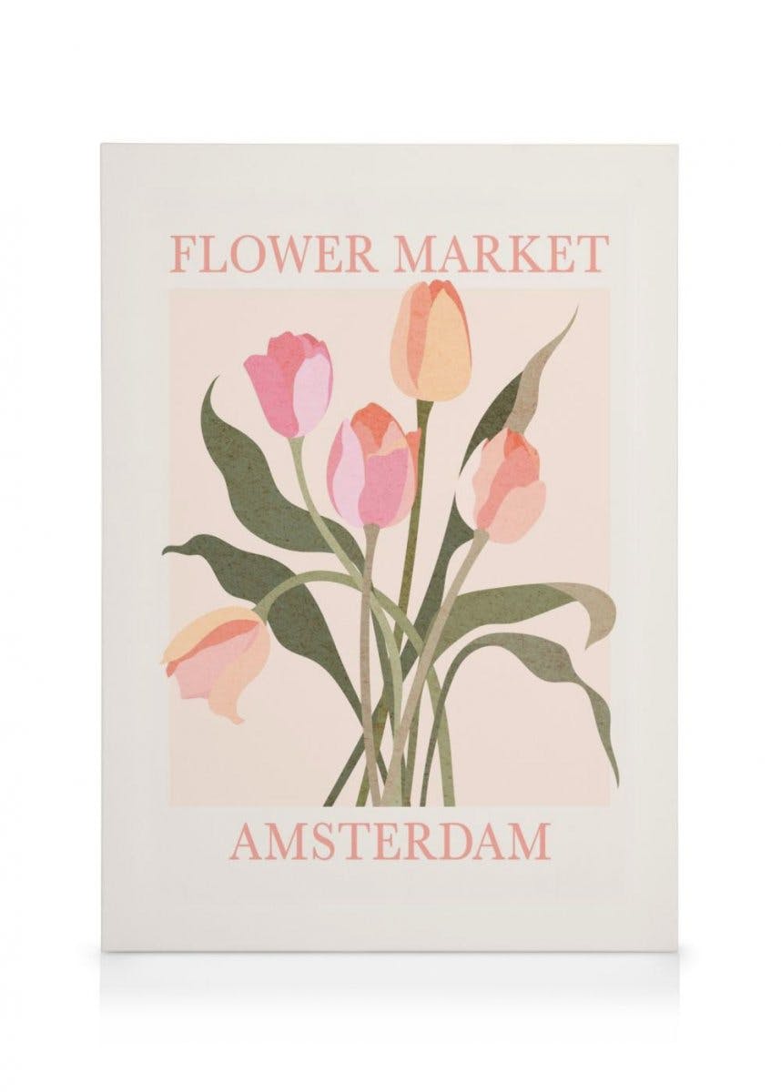 Canvas Prints - Amsterdam Flower Market Canvas print (50x70 cm - Black Frame) - Poster Store