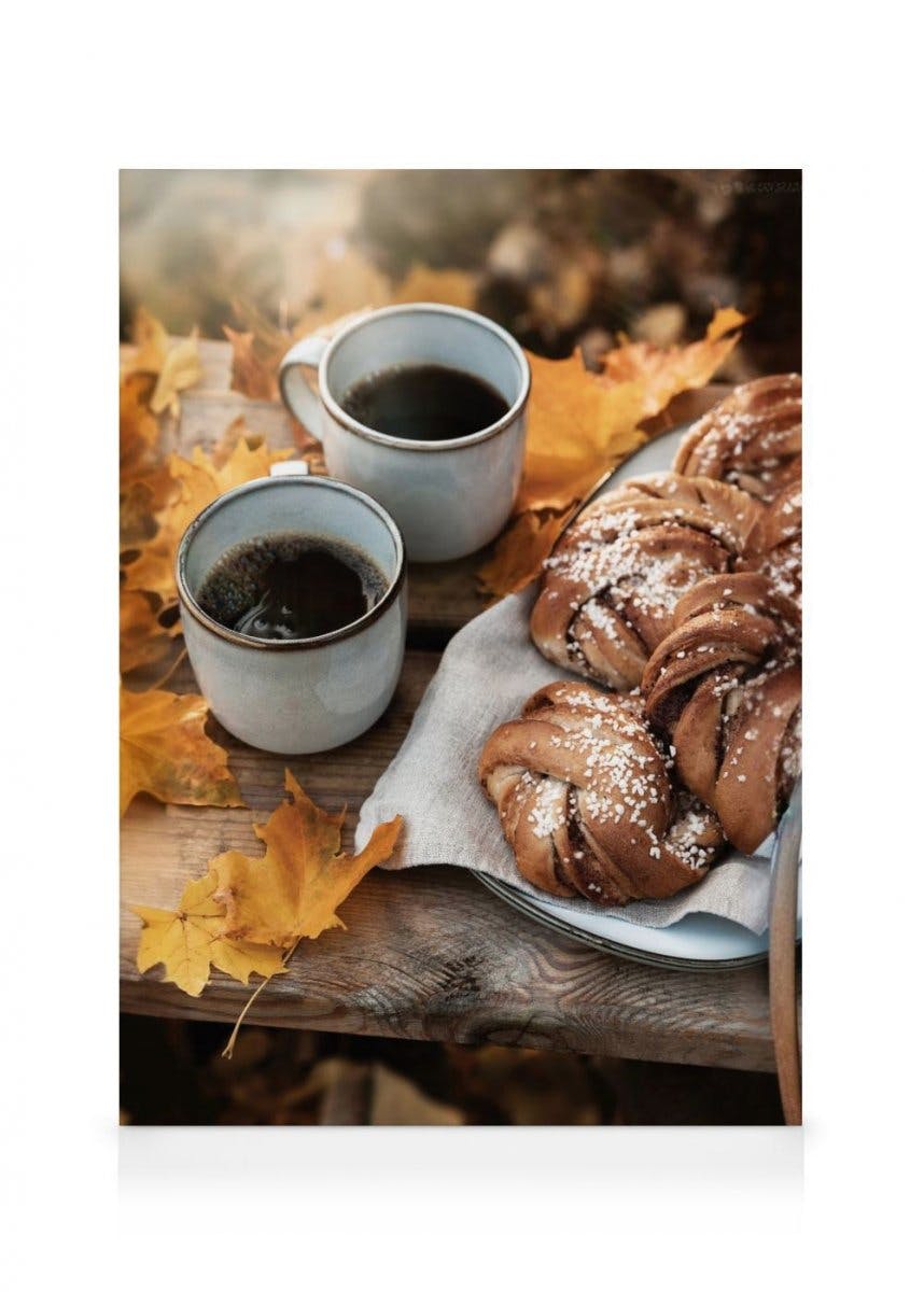 Jesienne Fika Obraz na płótnie (50x70 cm - Ramka dębowa) - Poster Store