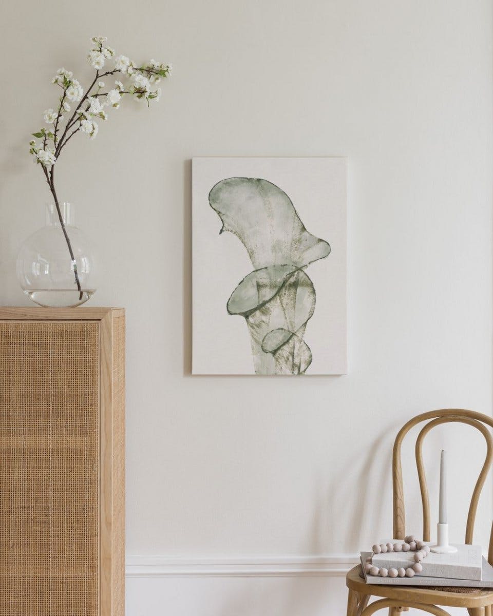 Canvas Prints - Abstract Green Botanical Canvas print (30x40 cm - Oak Frame) - Poster Store