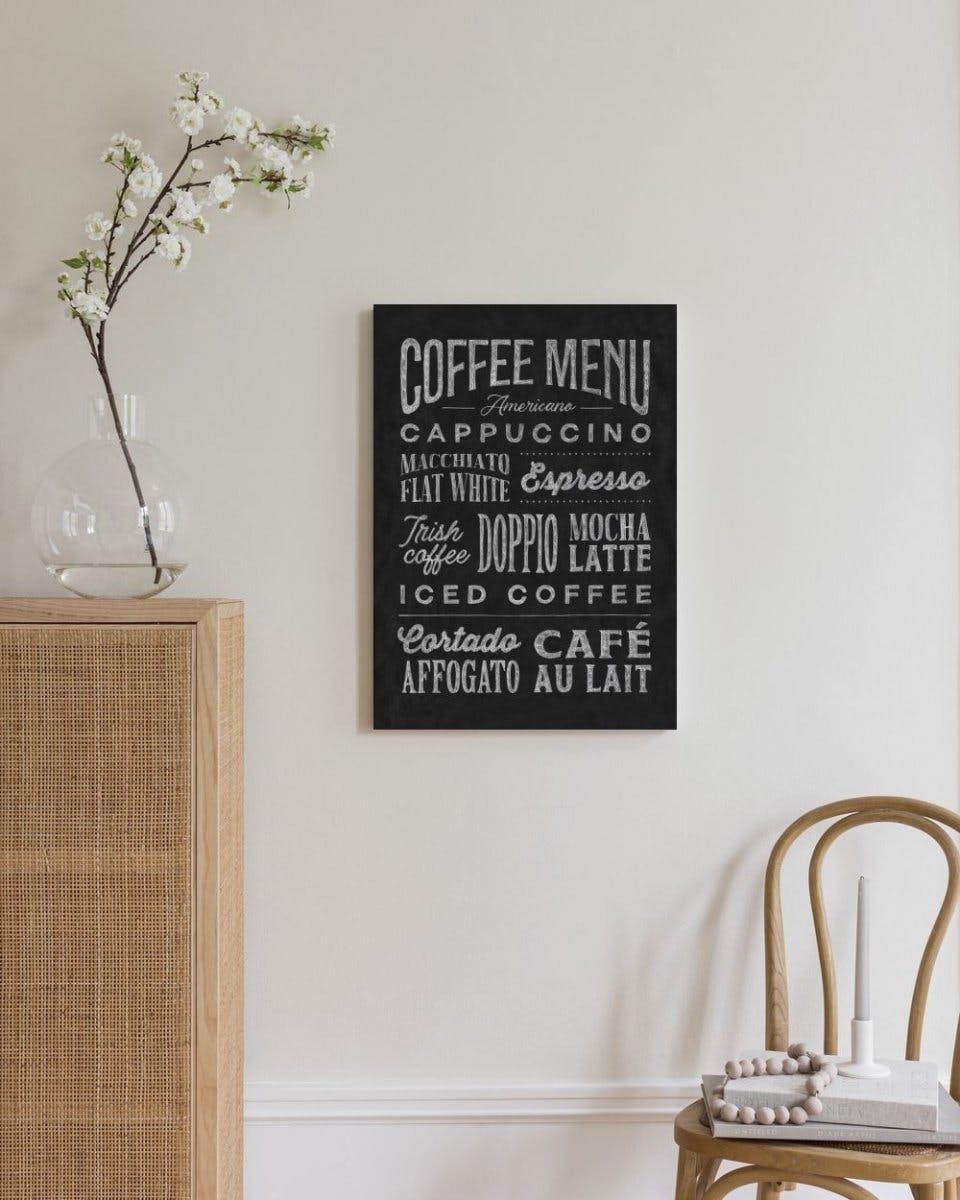 Canvas Prints - Coffee Menu Canvas print (30x40 cm - Black Frame) - Poster Store