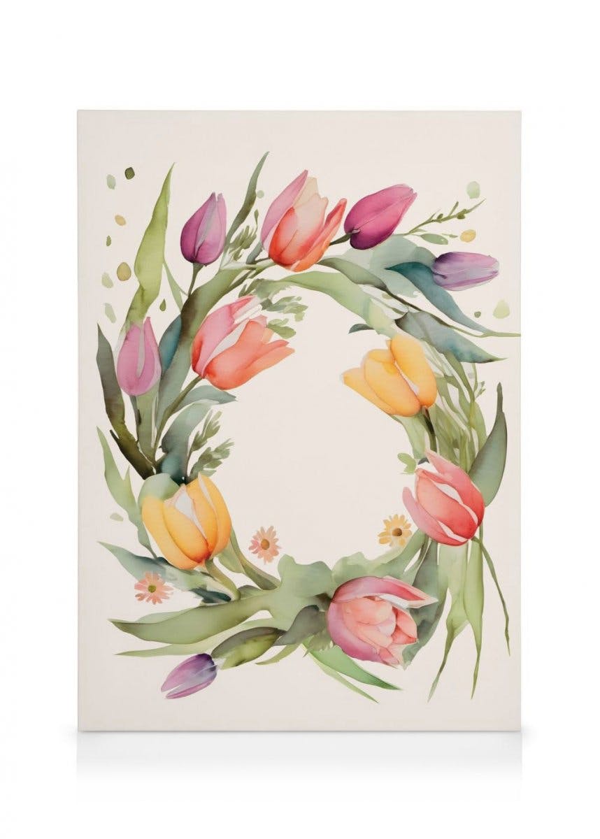 Canvas Prints - Tulip Wreath Canvas (30x40 cm - Black Frame) - Poster Store
