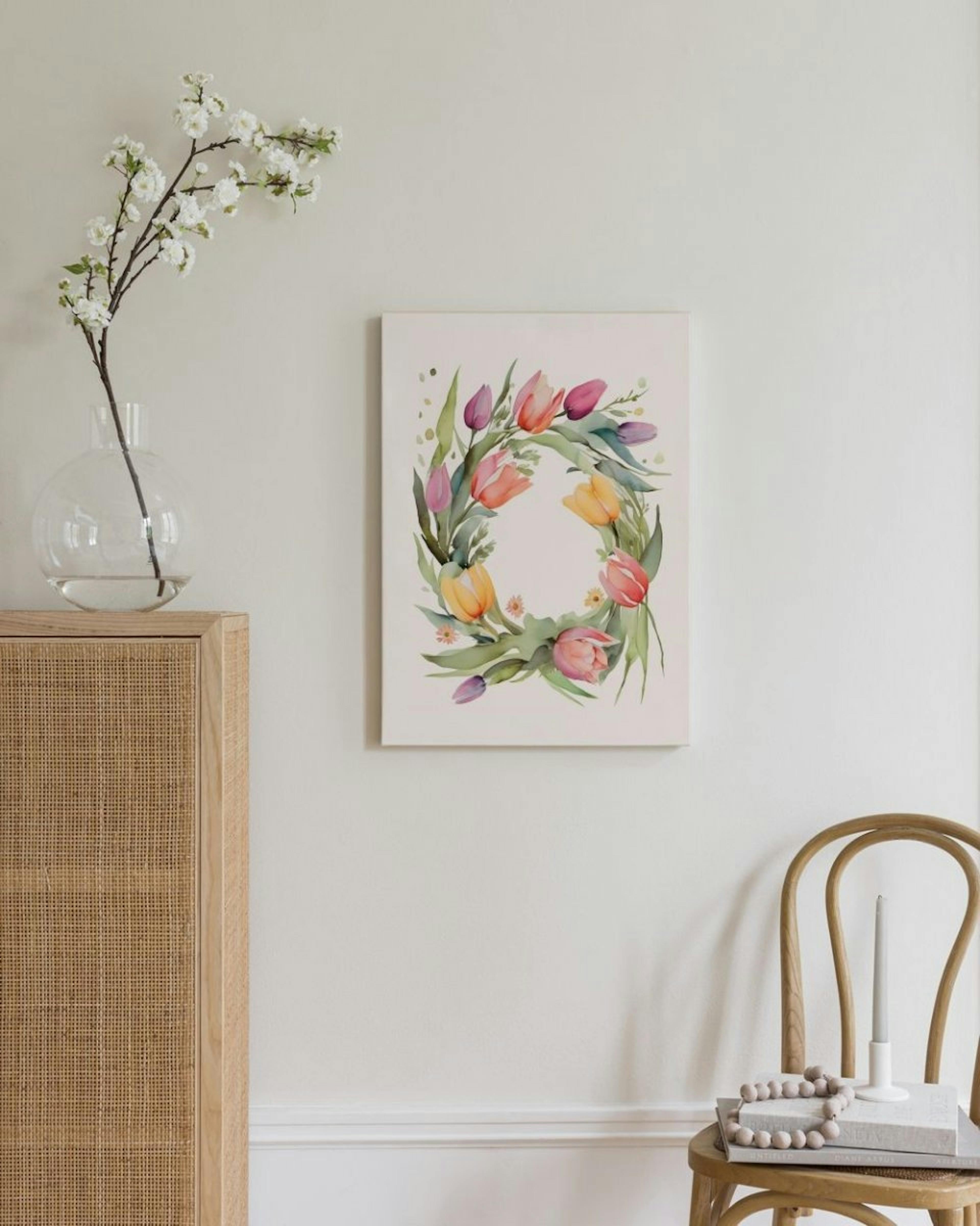 Tulip Wreath Canvas thumbnail