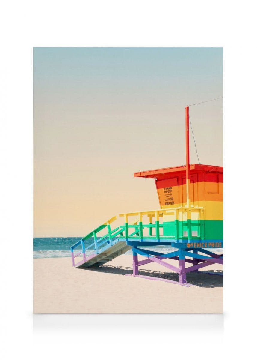 Rainbow Beach House Canvas print (70x100 cm - Black Frame) - Poster Store