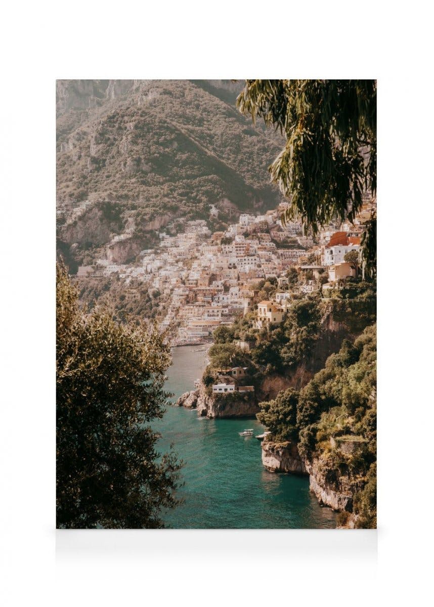 Panorama Positano Obraz na płótnie (70x100 cm - Czarna ramka) - Poster Store