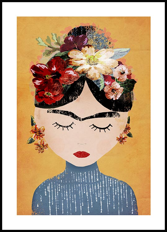 det er smukt Embankment Opsætning Frida Poster - Poster with illustration of Frida Kahlo