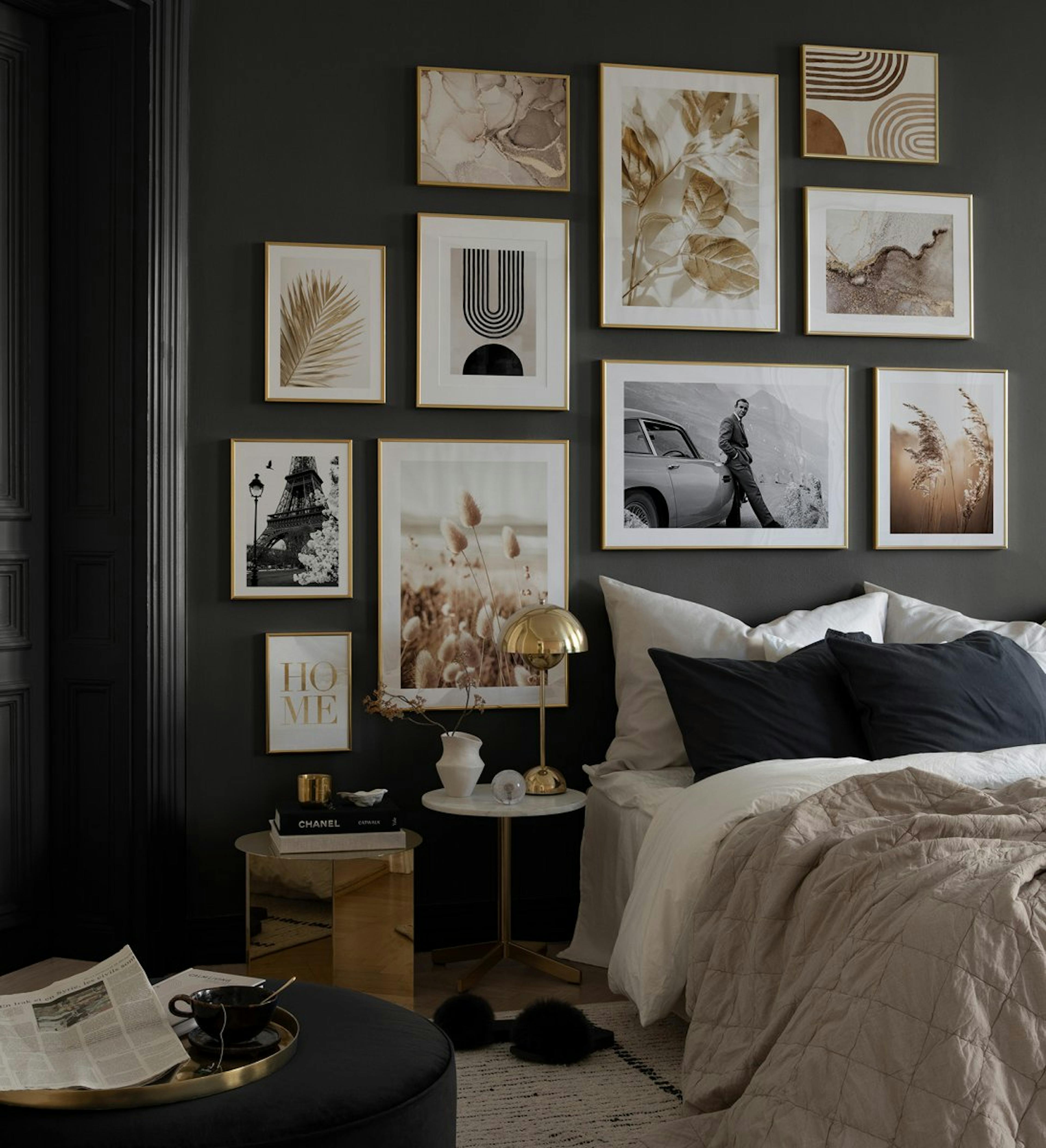 Enjoy our best-selling products combined in a beautiful gallery wall displayed in gold frames. 