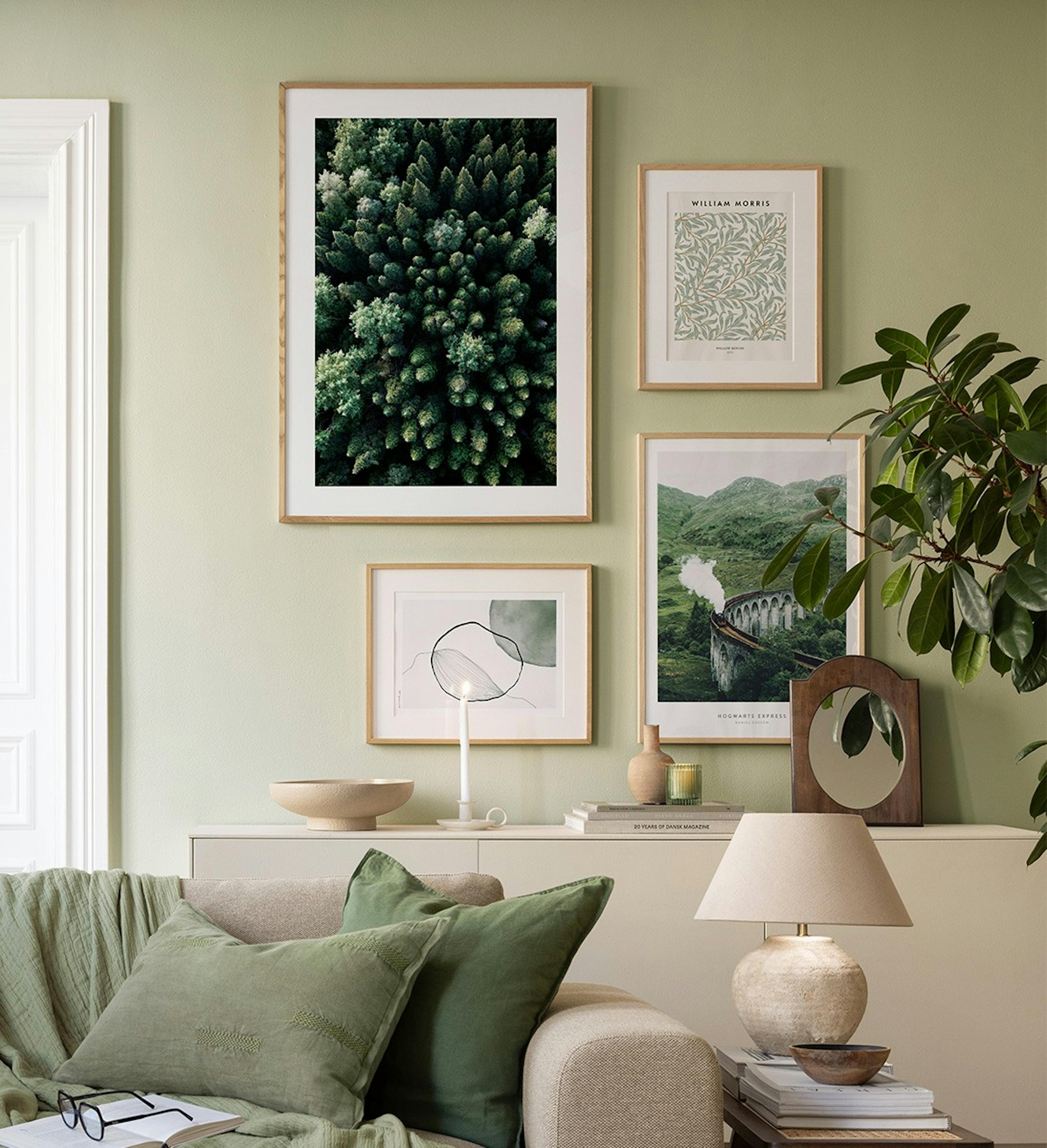 Green autumn gallery wall