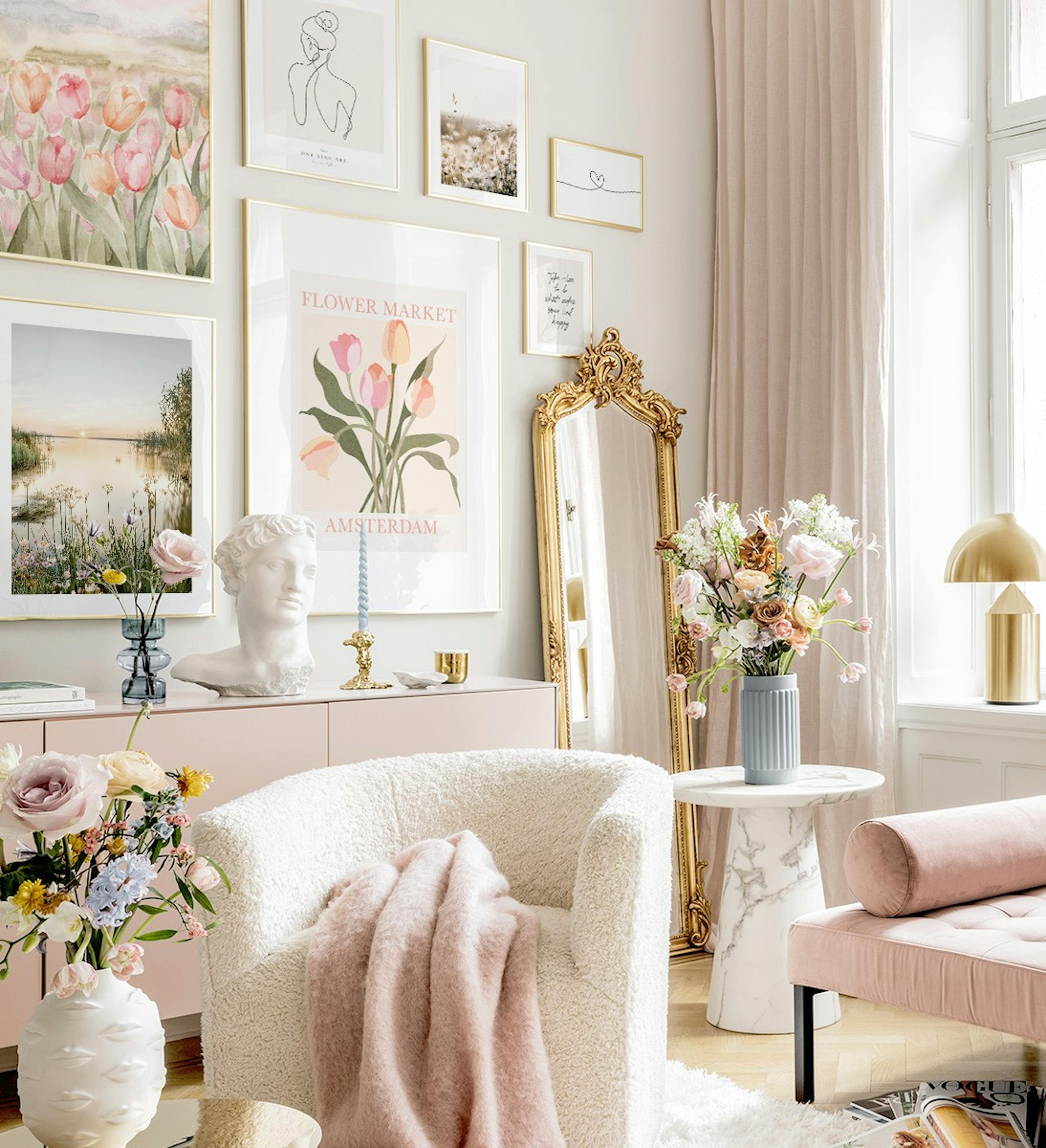 Romantic Spring gallery wall