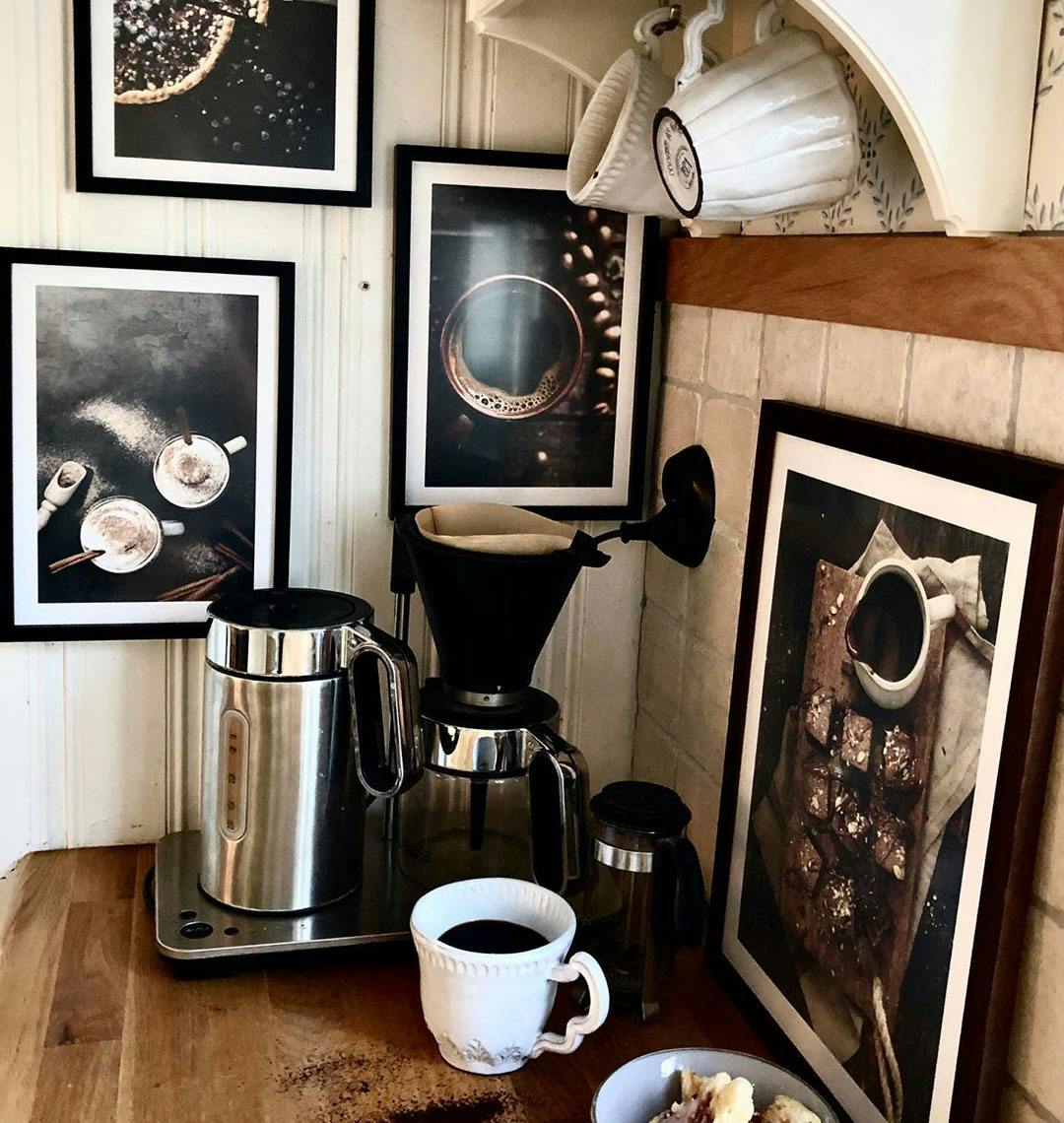 Stylish kitchen prints posters black walnut frames