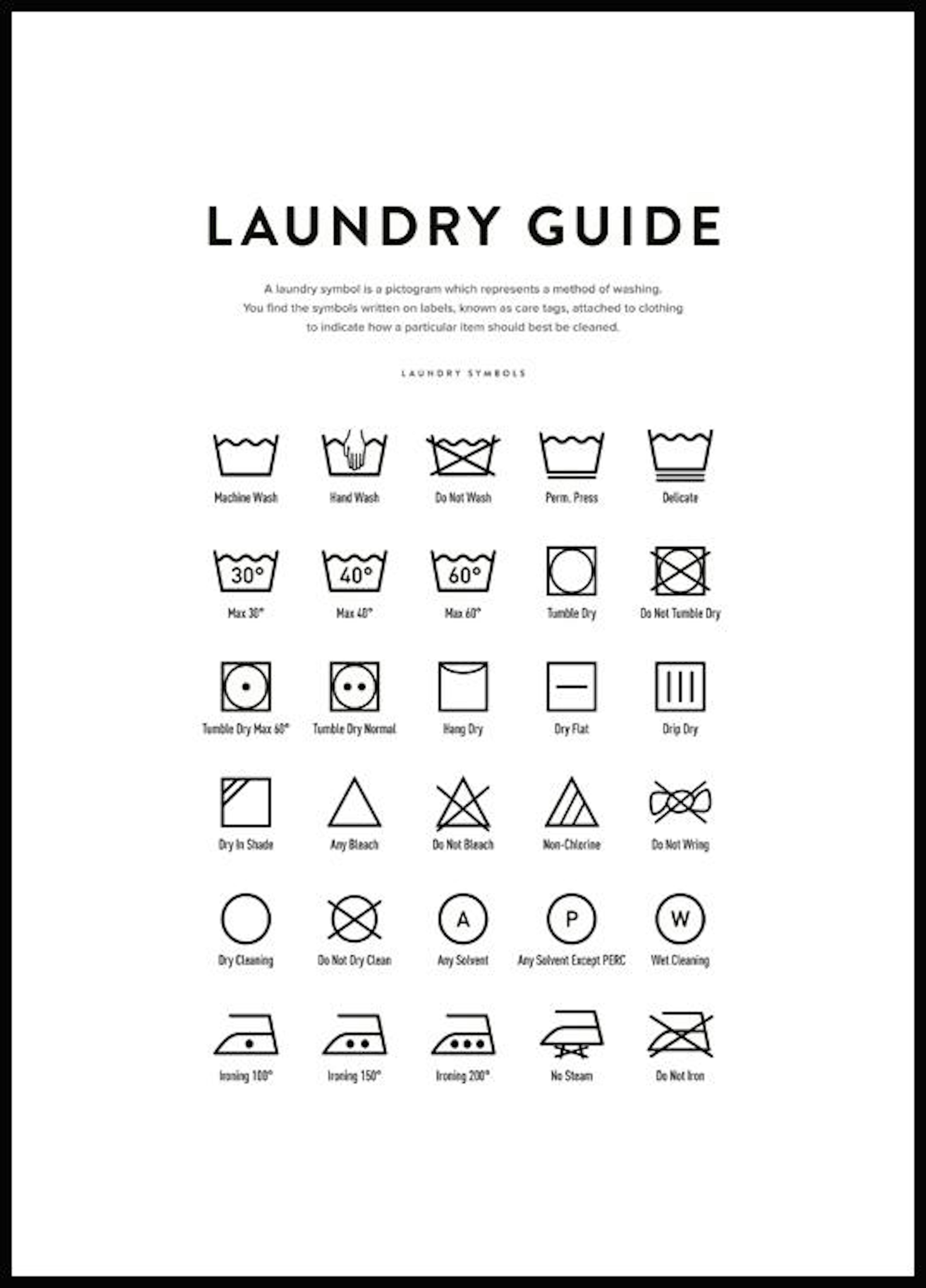 세탁 가이드 영문 포스터 0