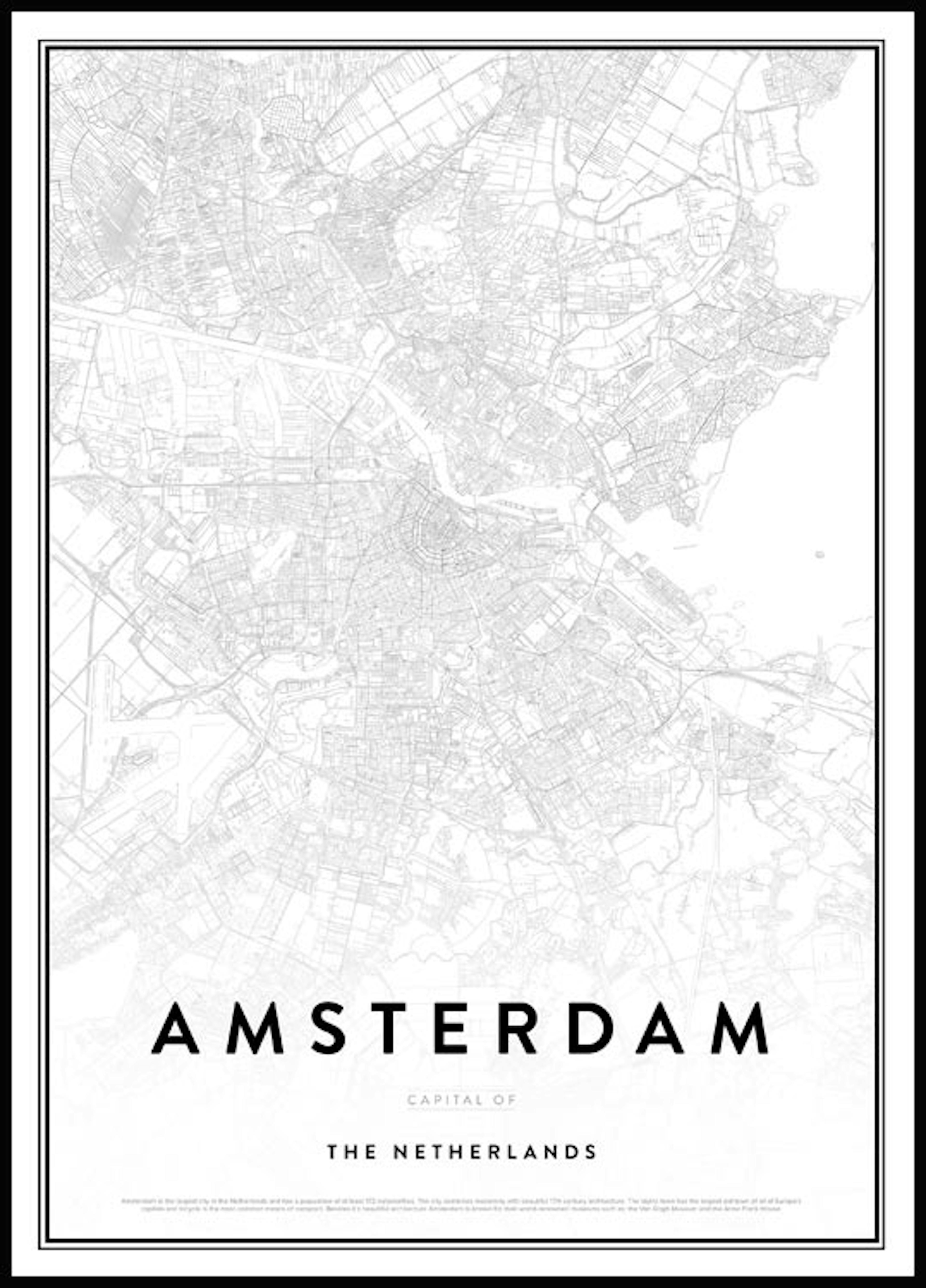 アムステルダムの地図 ポスター 0