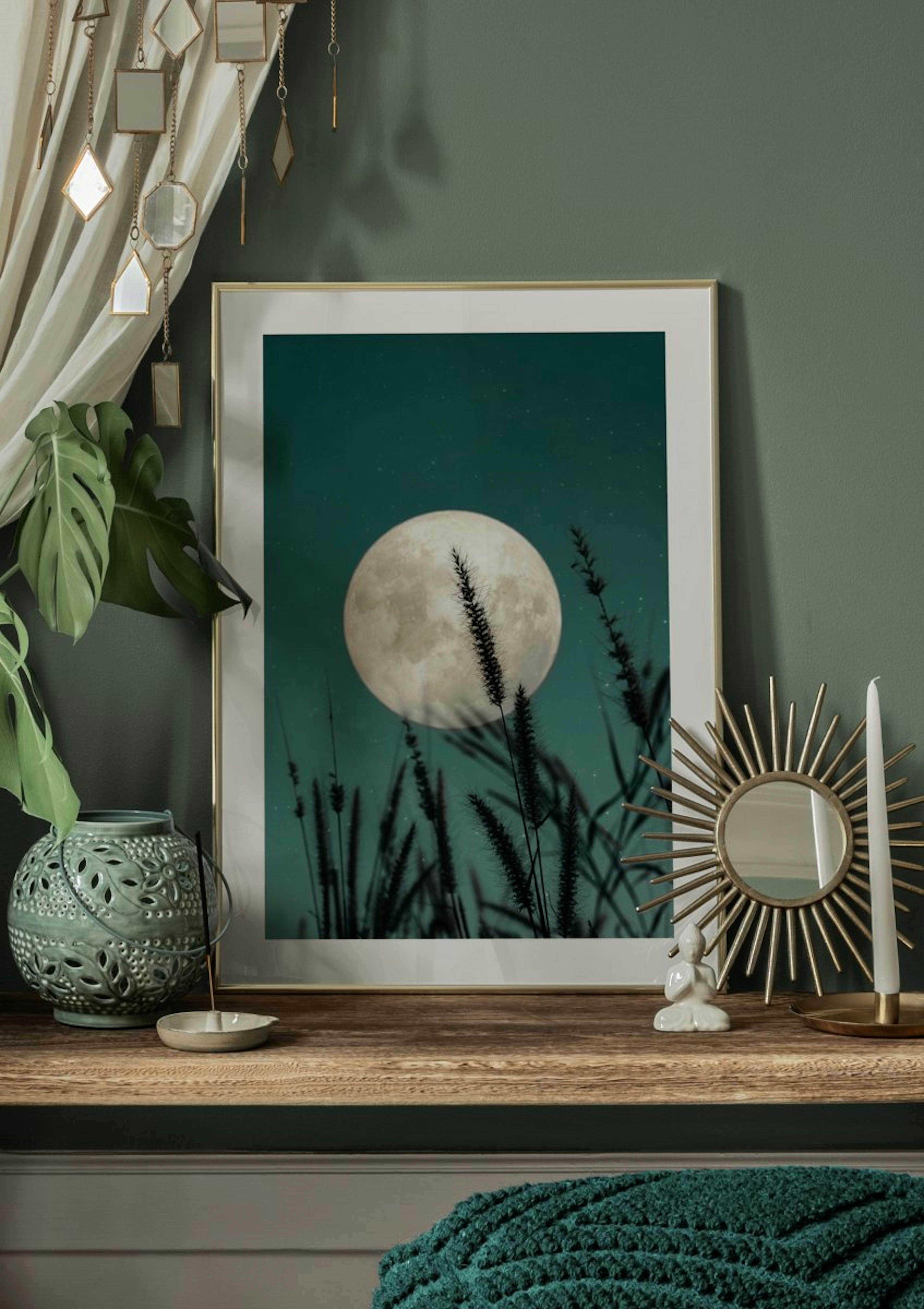 Wild Grass and Full Moon Poster thumbnail