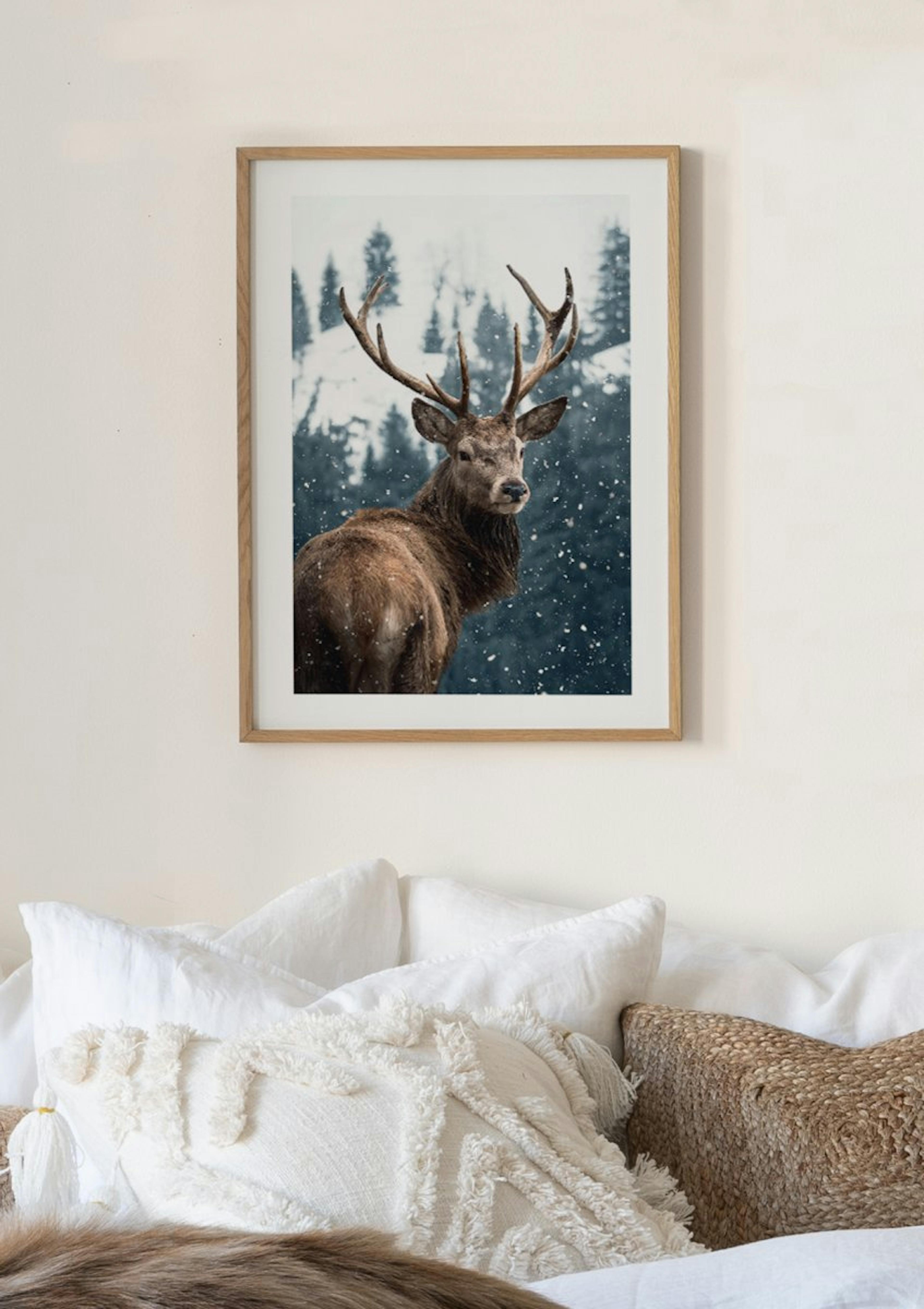 Red Deer in Snow Poster thumbnail