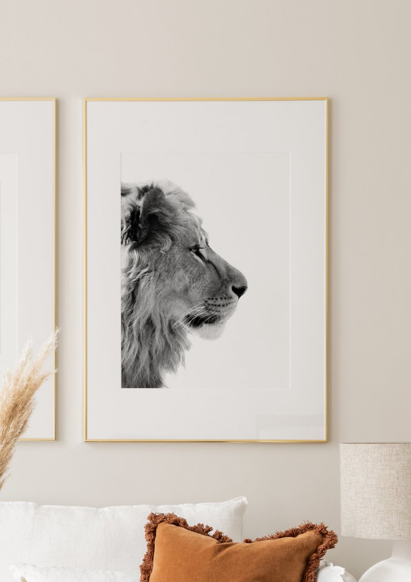 Schwarz-Weiß - Löwe - Poster Tierposter Profil