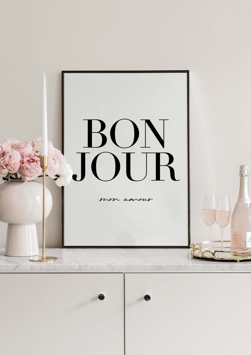 Bonjour Mon Amour Poster - French Quote Print