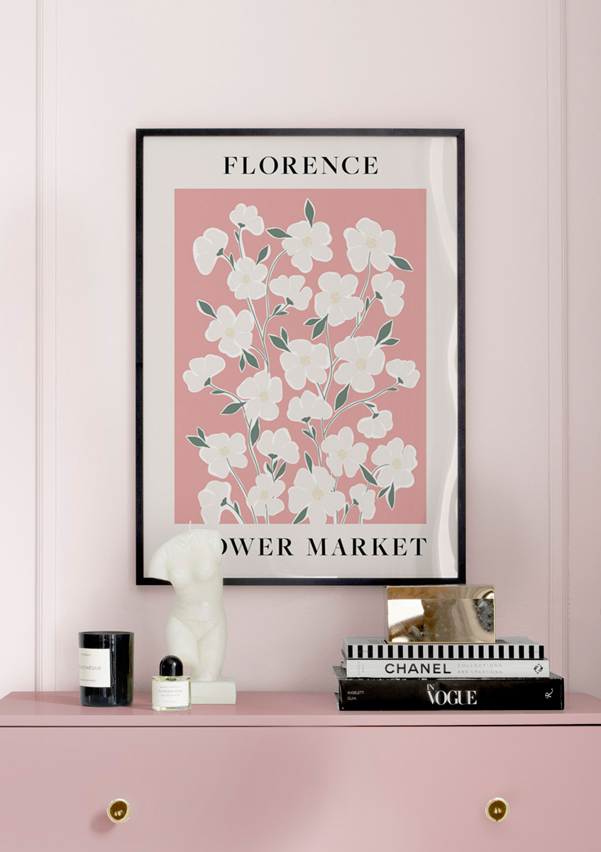 Blumenmarkt-Plakat - weißer Poster