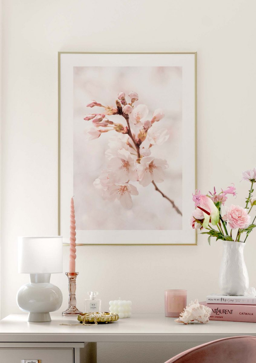 Kirsche in Blüte Poster - Kirschzweig Rosa