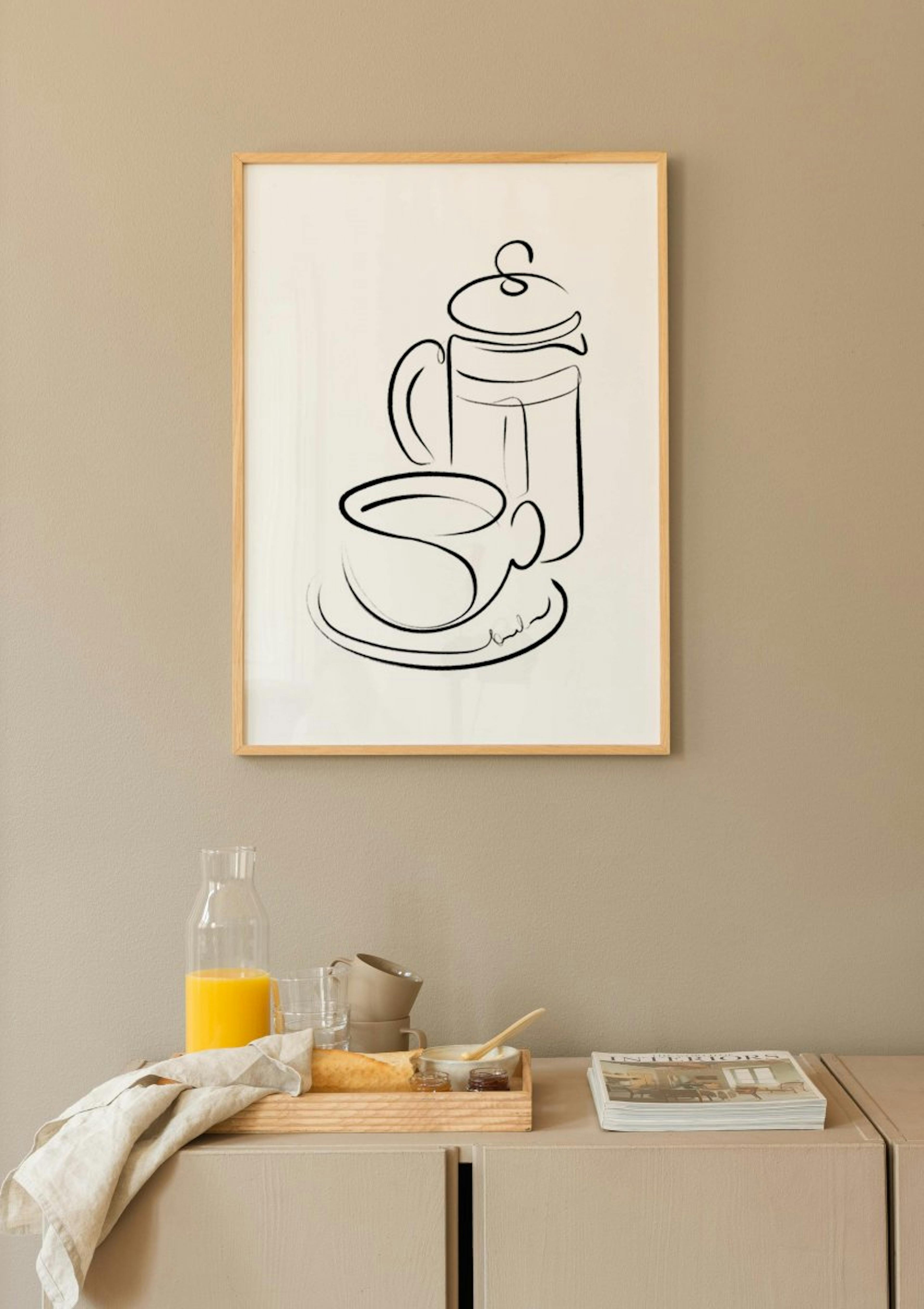 Arte lineare di caffè Poster thumbnail