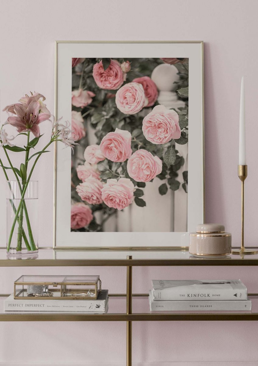 Gartenrosen Poster - Rosa Blumen drucken