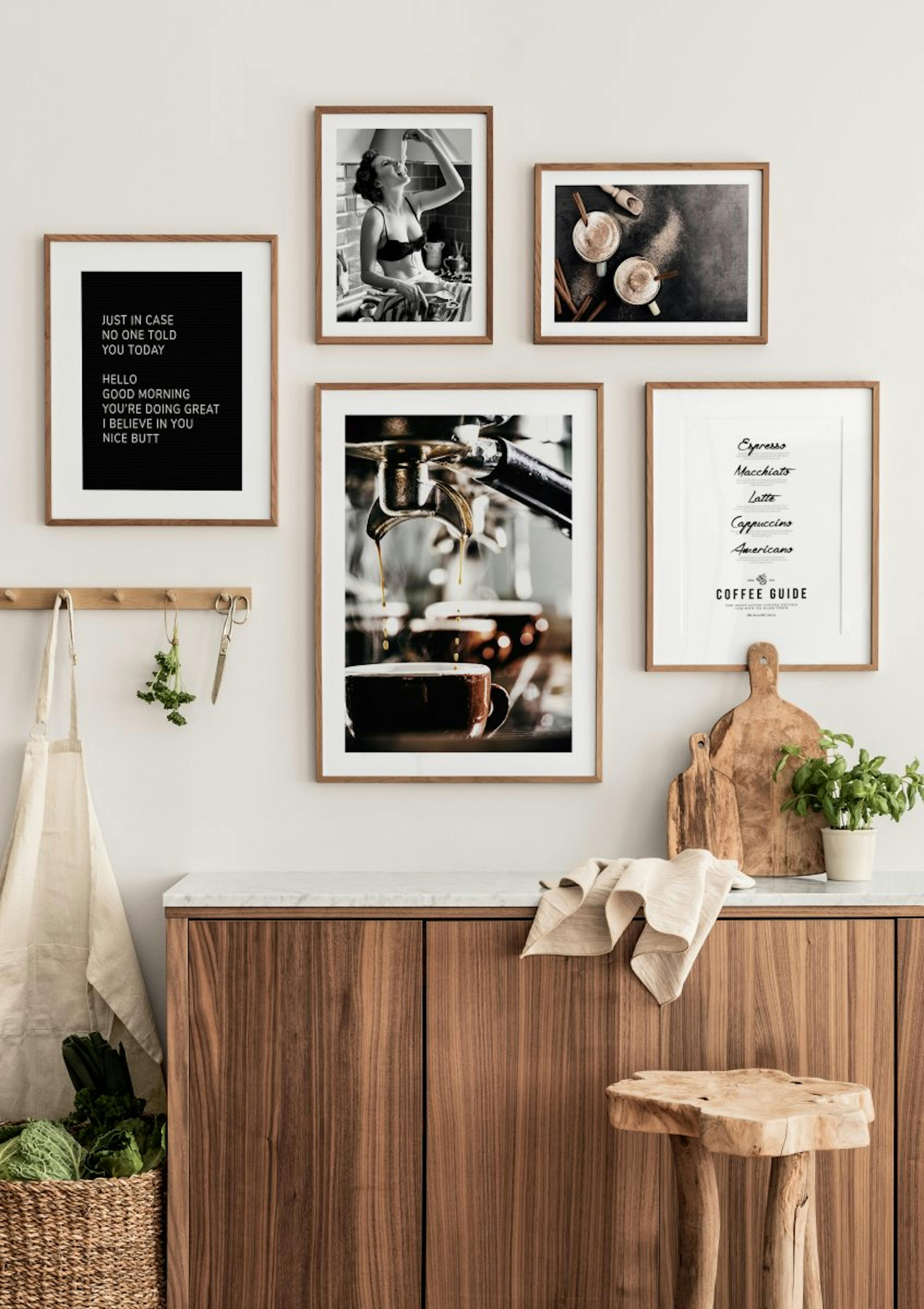 Černobílé obrazy jako dekorace stěny pokoje motivy kuchyně