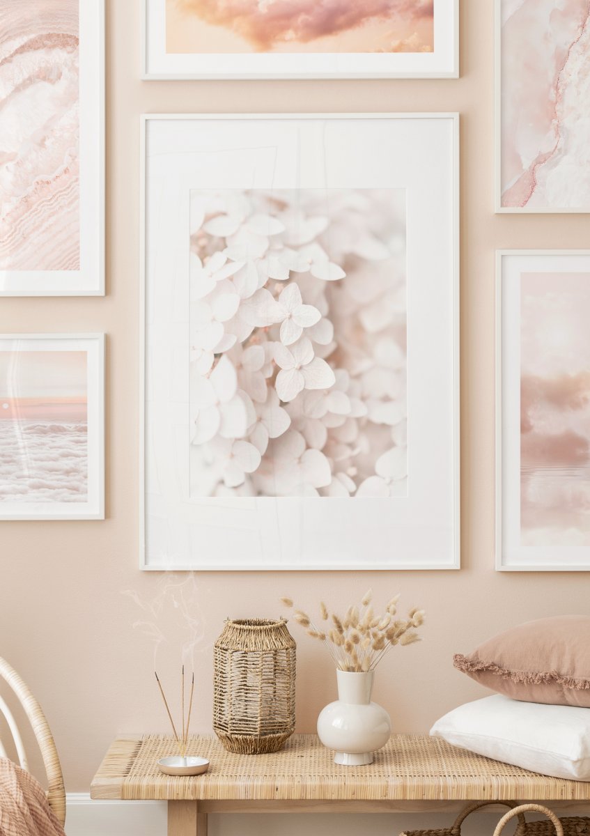 Weiße Hortensien Poster Schöne Blumenbilder 