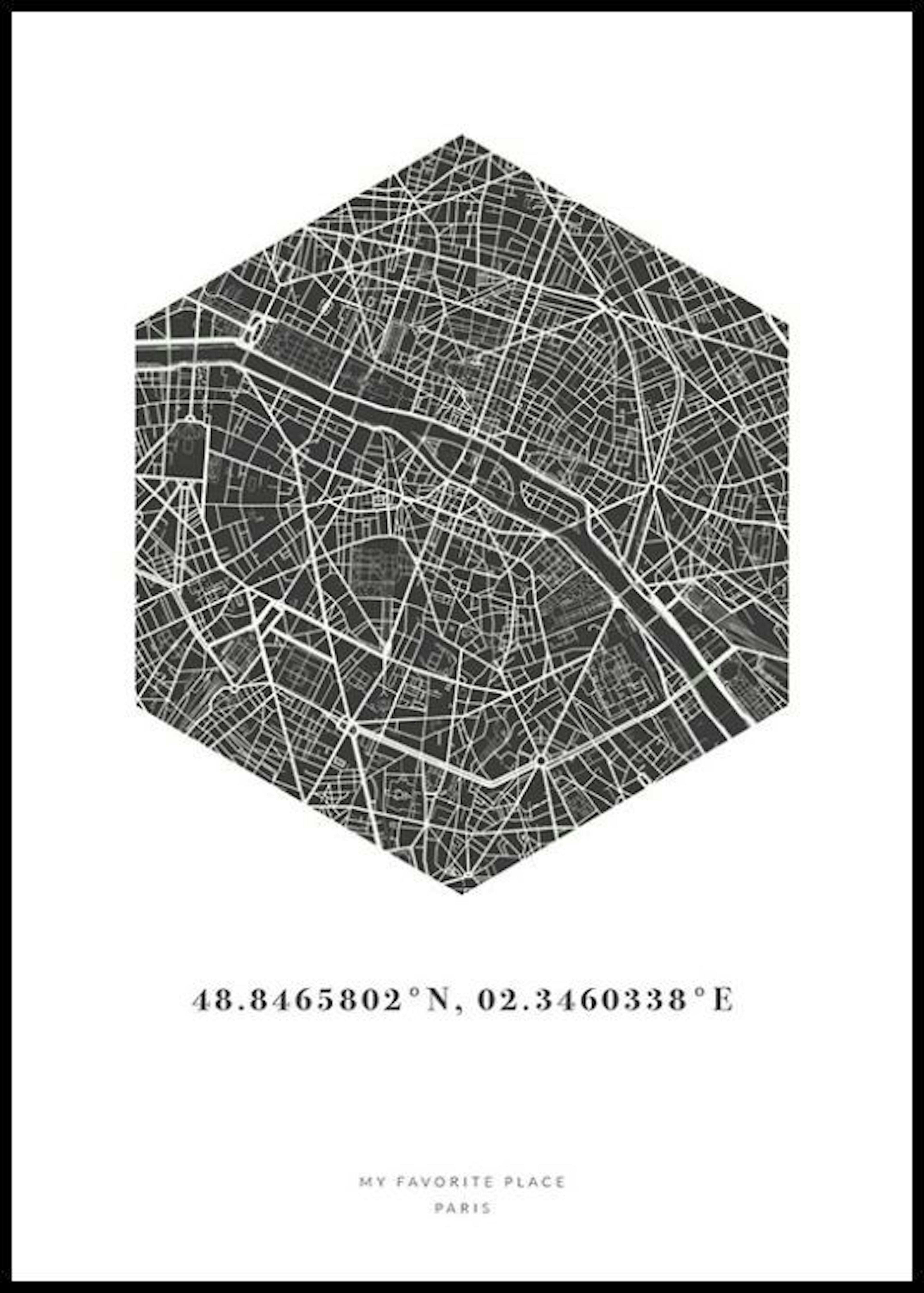Heksagon Mapa Noc Plakat Personalizowany thumbnail