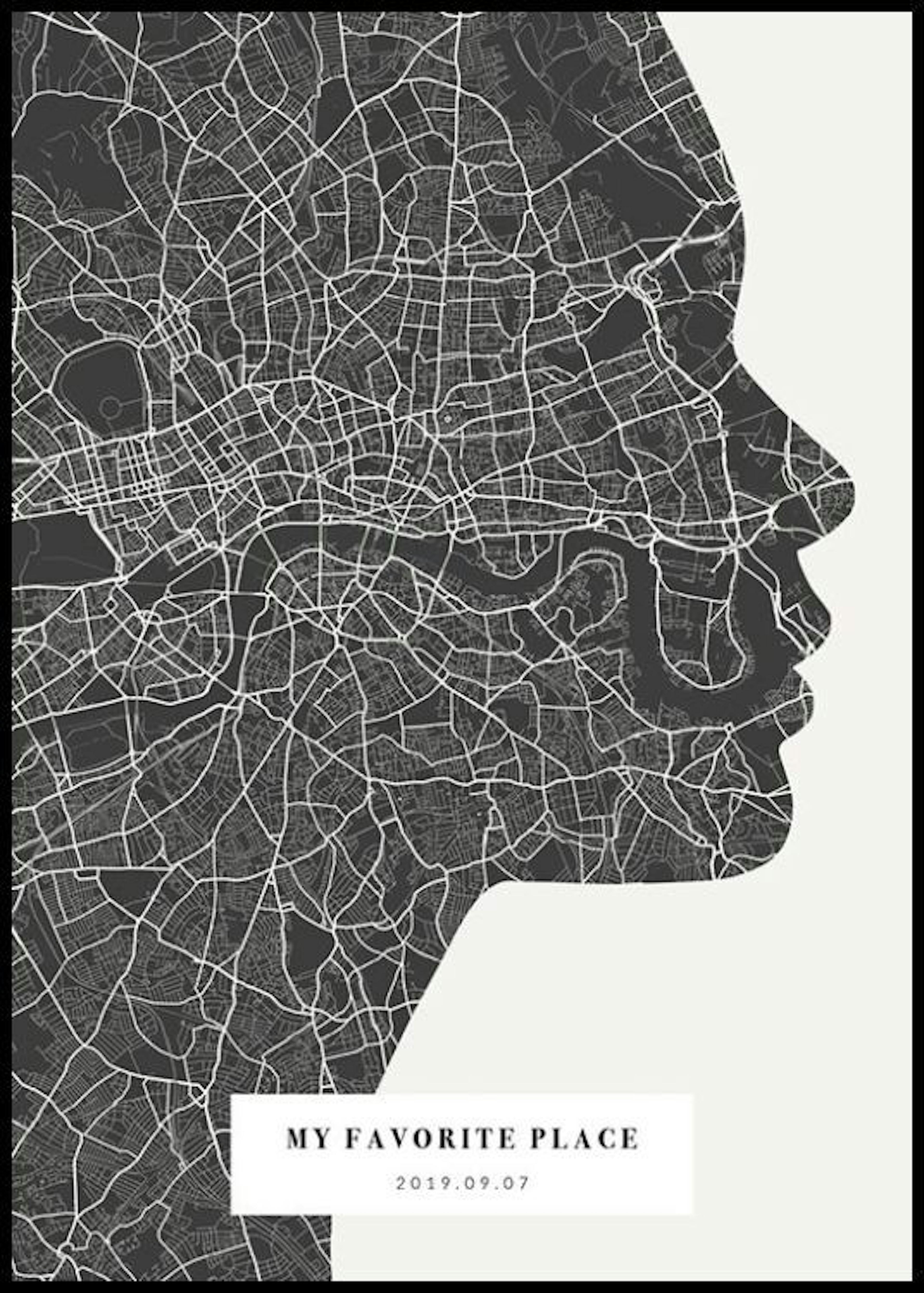 Mappa Contorni Notte poster personalizzato 0