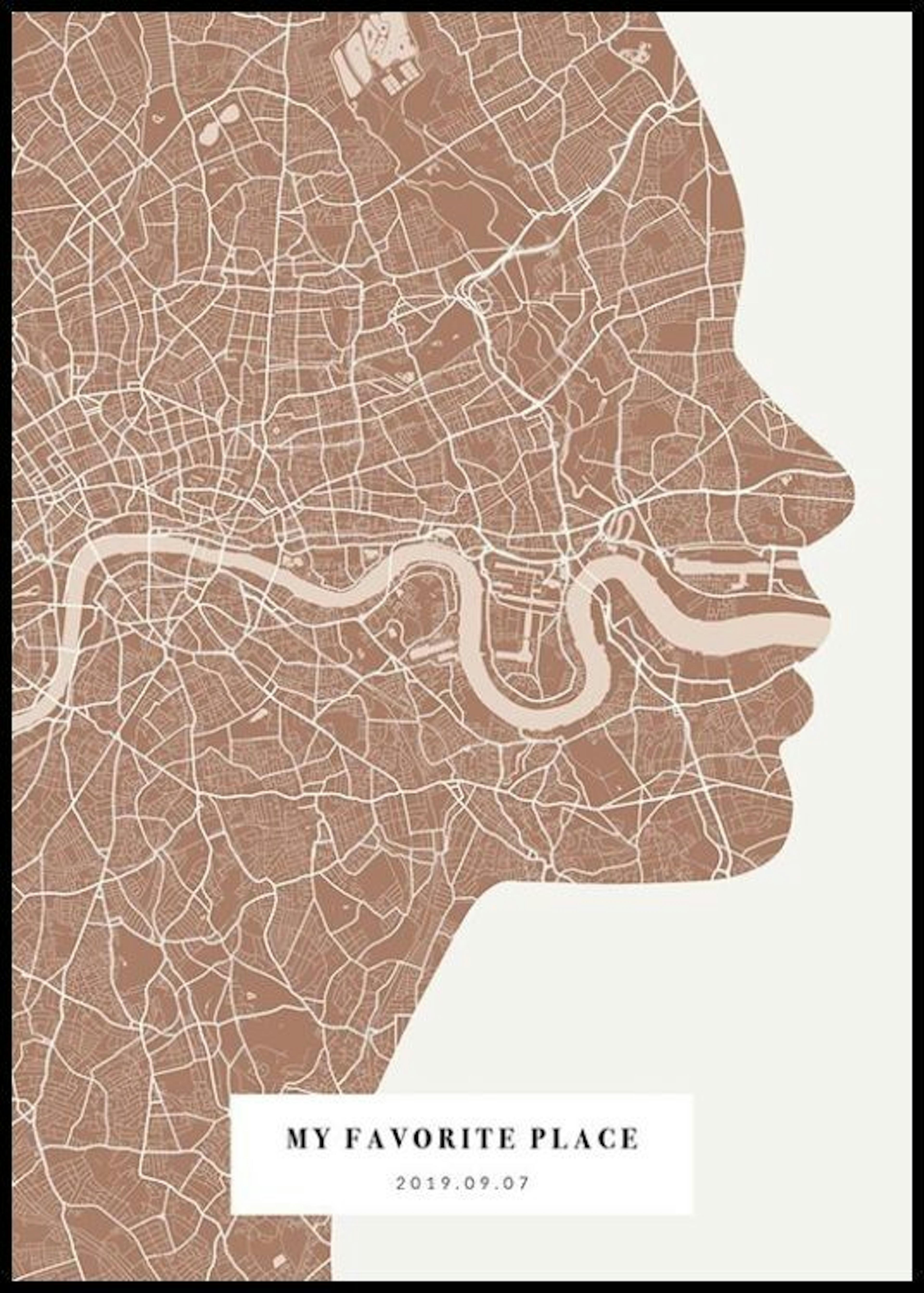 Silhouette Map Rusty Pink Personal Poster thumbnail