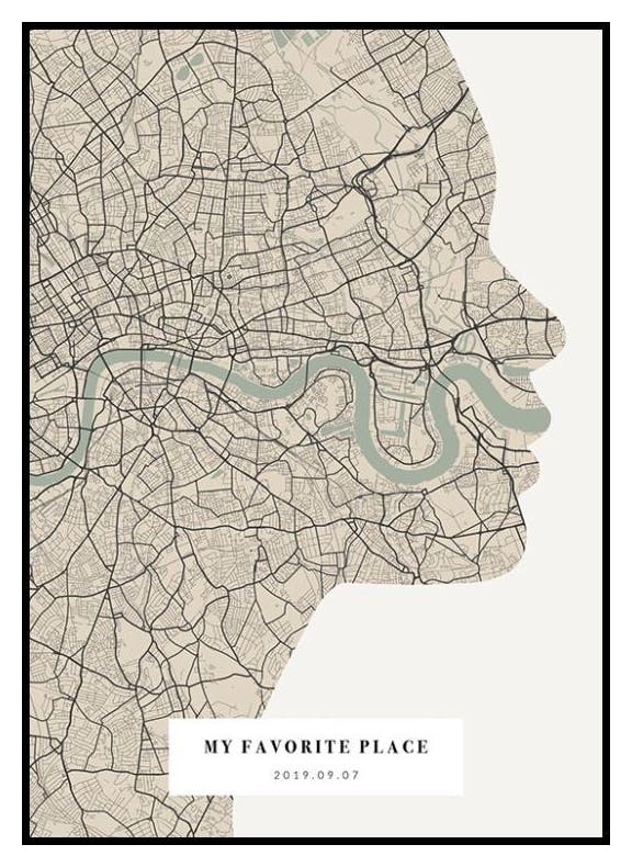 Silhouette Map Vintage Green Personal Poster (30x40 cm) - Poster Store